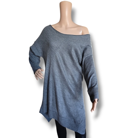 89th & MADISON Women's Gray Asymmetric One-Shoulder Knit Sweater - Picture 14 of 16